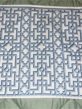 Hofdeco 20x20 Coastal Outdoor Pillow Cover, Water Repellent Baby Blue Trellis